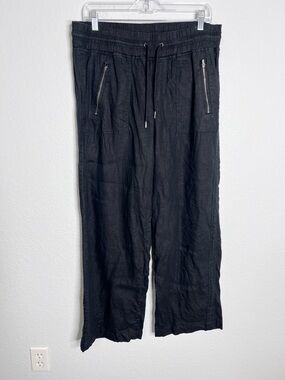 Athleta Cabo Linen Wide Leg Pants Women’s Size 12 Pull On Trouser Casual B6